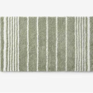 The Company Store Lot Plush Spa Stripe Bath Rugs - Dark Willow, 24x40 and 17x24